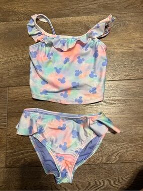 Disney Girls Pastel Tie-Dye Tankini Set in Lavender, Pink, Mint